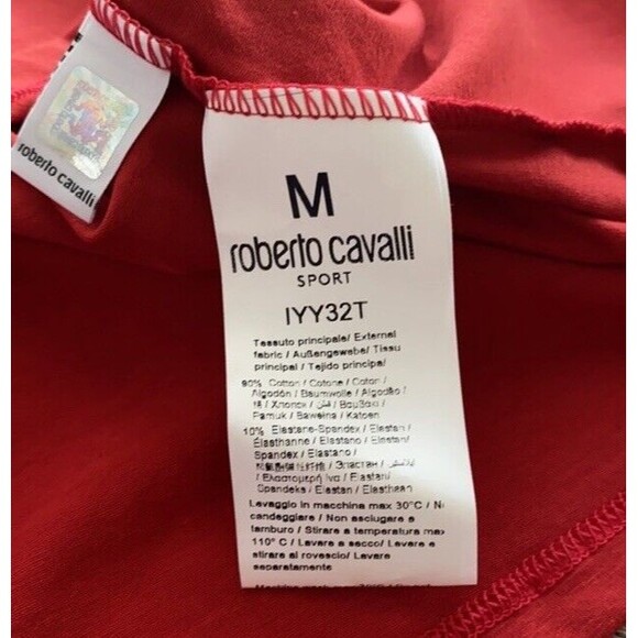Roberto Cavalli Sport Red Graphic Print Crewneck T-Shirt Glitter Short Sleeve M - Picture 7 of 8